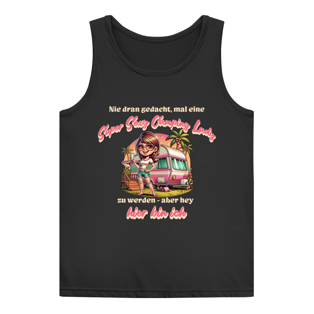 Super Sexy Camping Lady (Sekt) - Backprint Frauen Tank Top