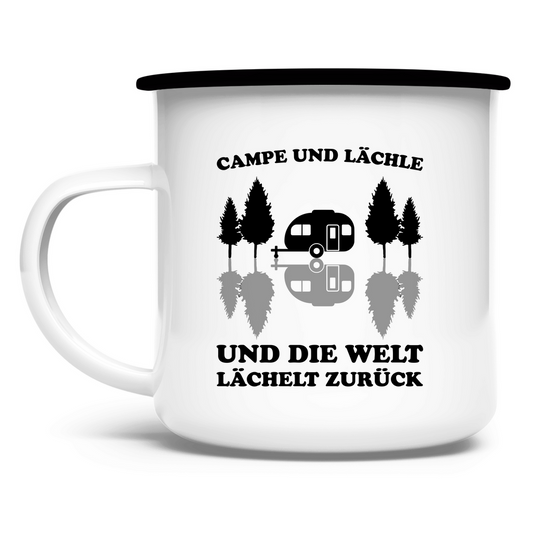 Campe und lächle - Emaille Tasse