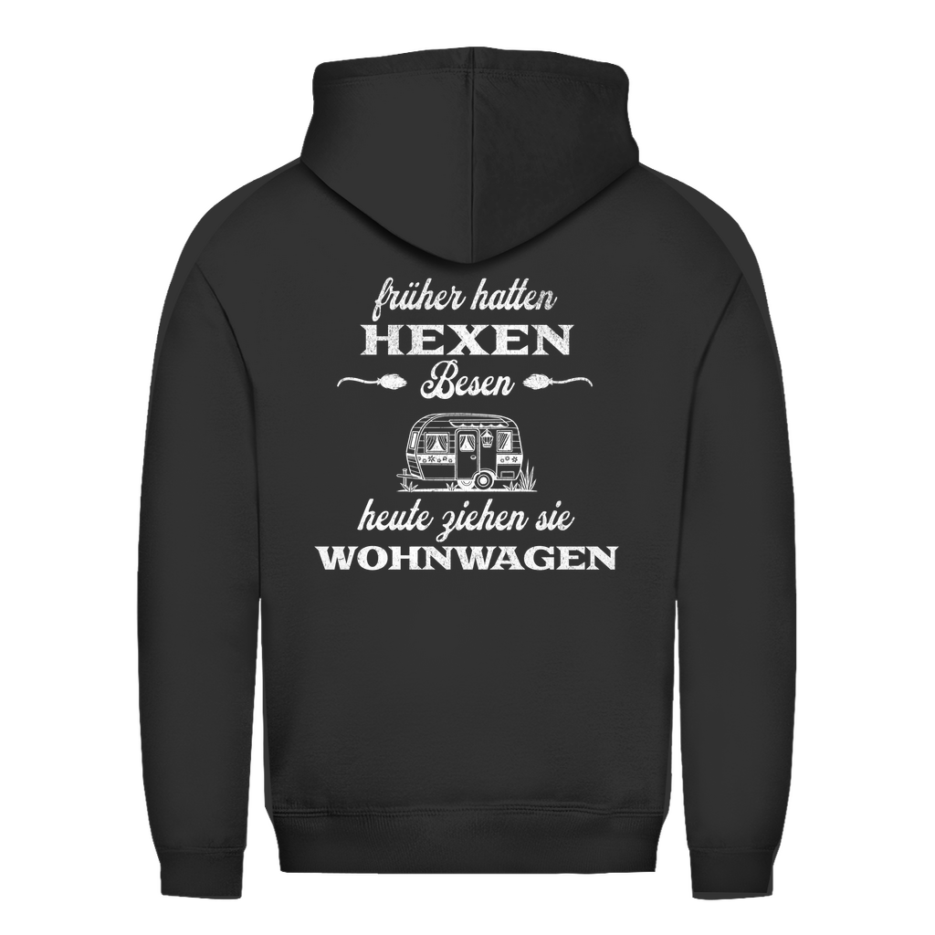 Früher hatten Hexen Besen. Heute ziehen sie Wohnwagen - Backprint Frauen Hoodie
