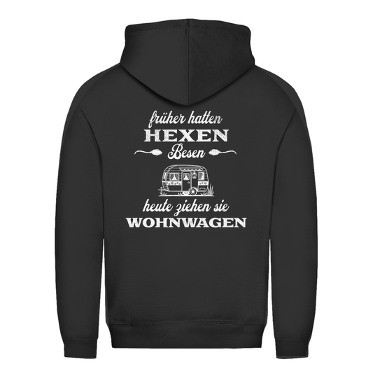 Früher hatten Hexen Besen. Heute ziehen sie Wohnwagen - Backprint Frauen Hoodie