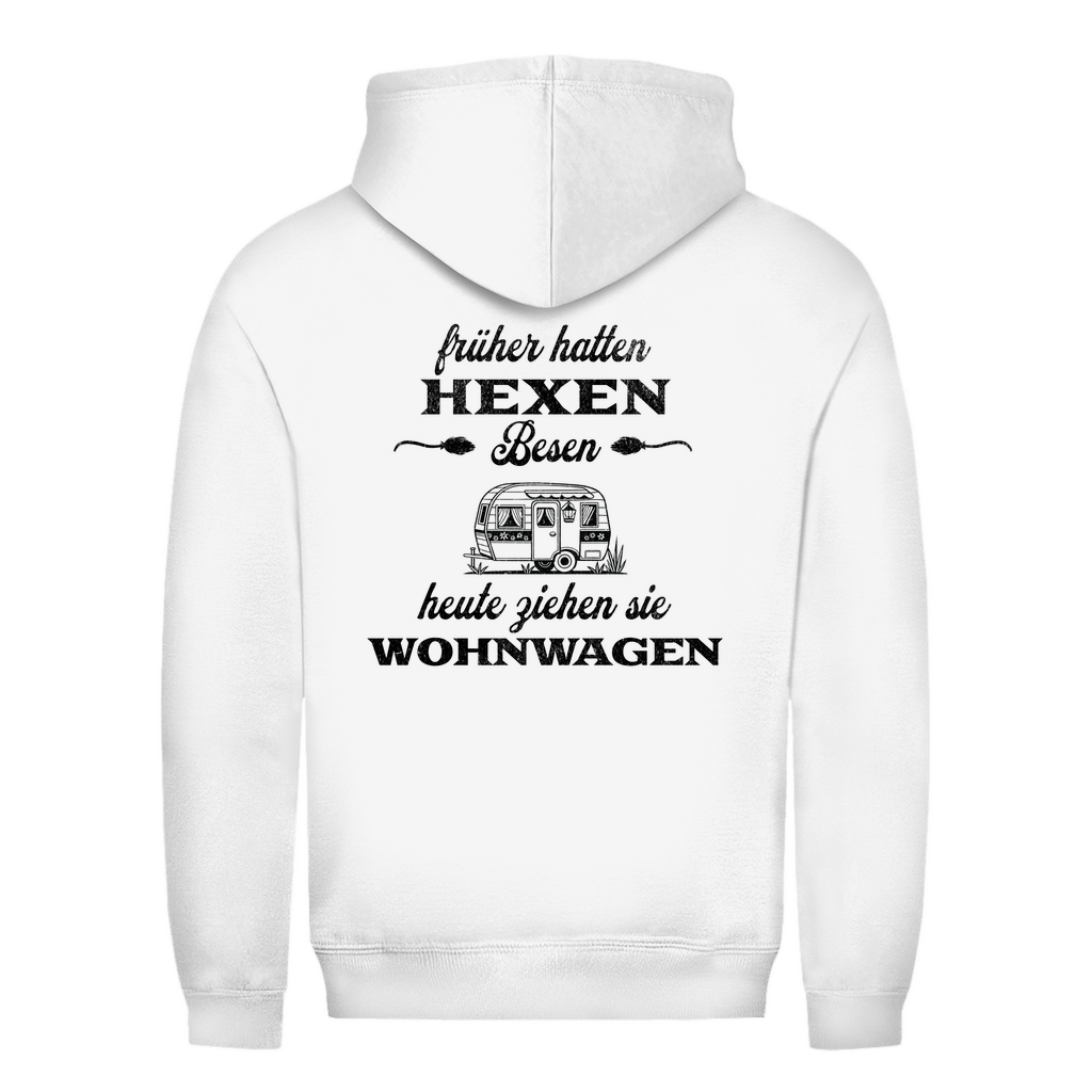 Früher hatten Hexen Besen. Heute ziehen sie Wohnwagen - Backprint Frauen Hoodie