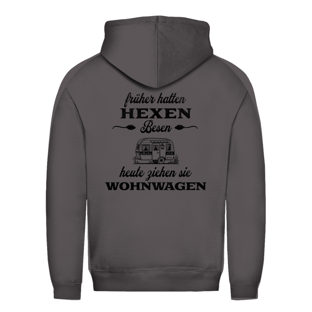 Früher hatten Hexen Besen. Heute ziehen sie Wohnwagen - Backprint Frauen Hoodie