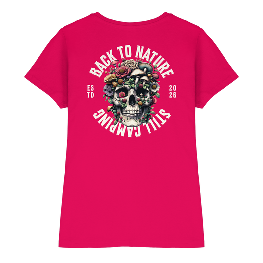 Back to Nature Still Camping - Backprint Frauen Shirt