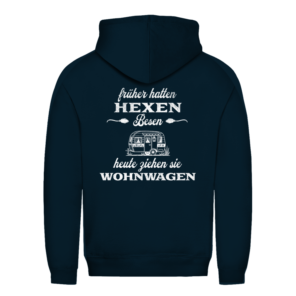 Früher hatten Hexen Besen. Heute ziehen sie Wohnwagen - Backprint Frauen Hoodie