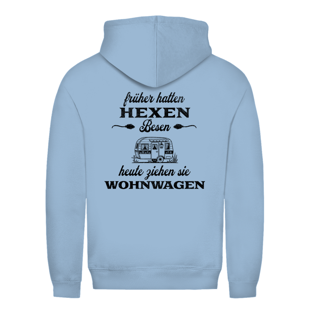 Früher hatten Hexen Besen. Heute ziehen sie Wohnwagen - Backprint Frauen Hoodie