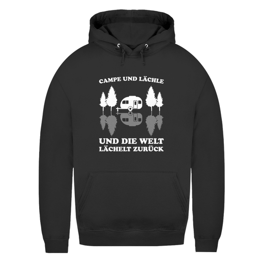 Campe und lächle - Frauen Hoodie - Campingfamilie.de