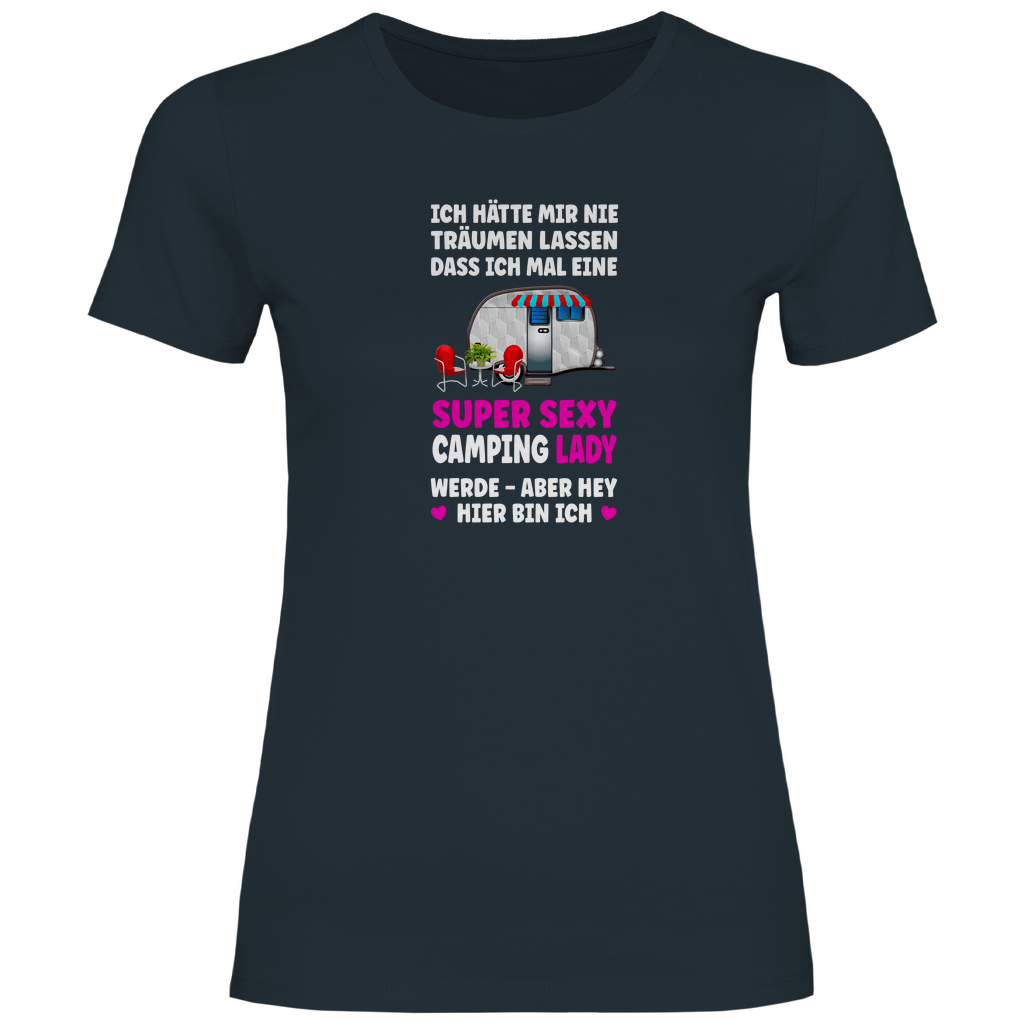 Campe und lächle - Frauen Shirt - Campingfamilie.de