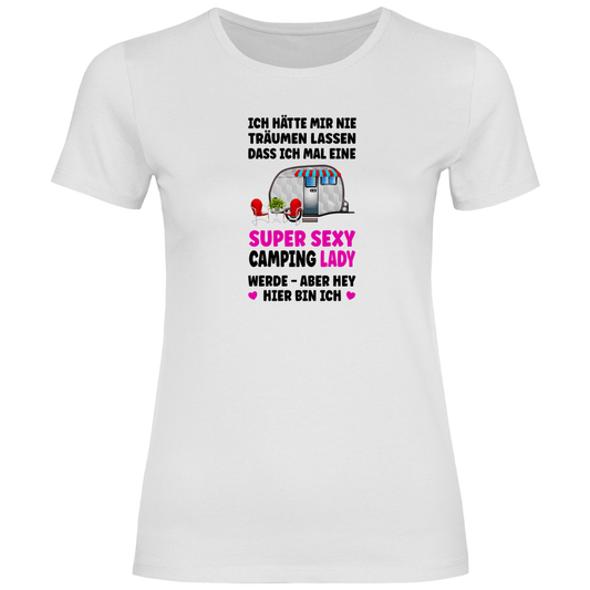 Campe und lächle - Frauen Shirt - Campingfamilie.de