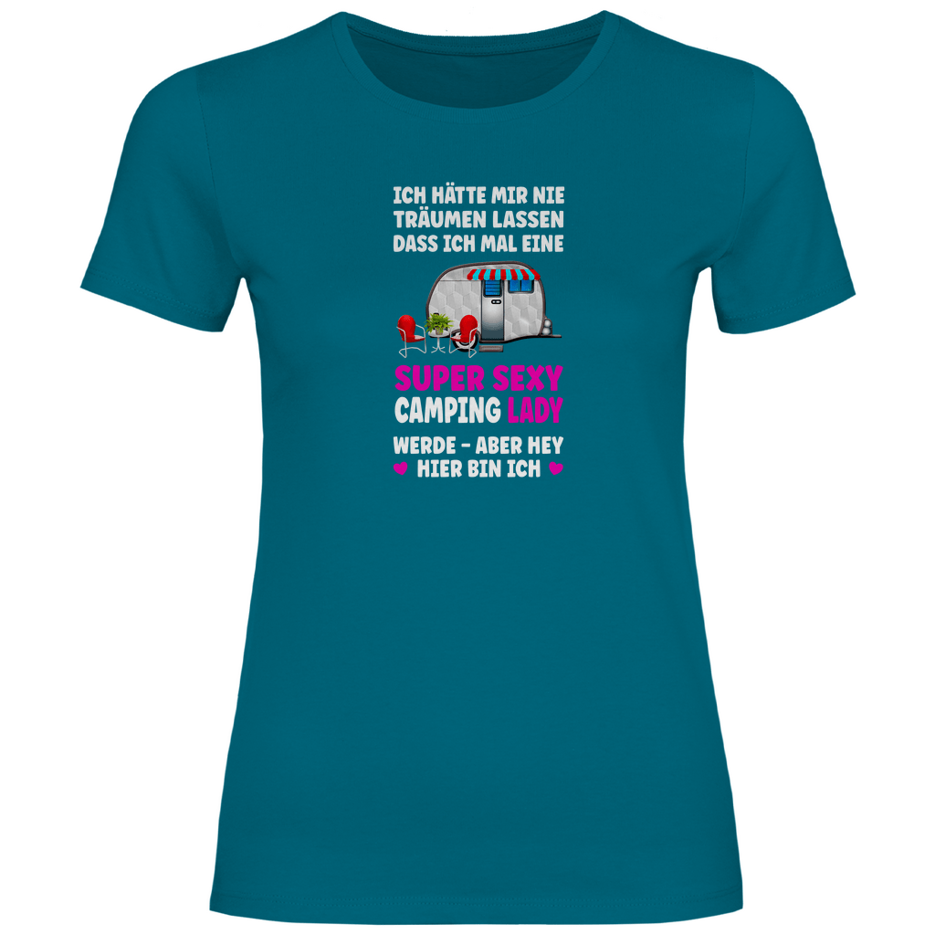 Campe und lächle - Frauen Shirt - Campingfamilie.de