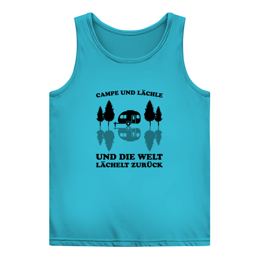 Campe und lächle - Frauen Tank Top - Campingfamilie.de