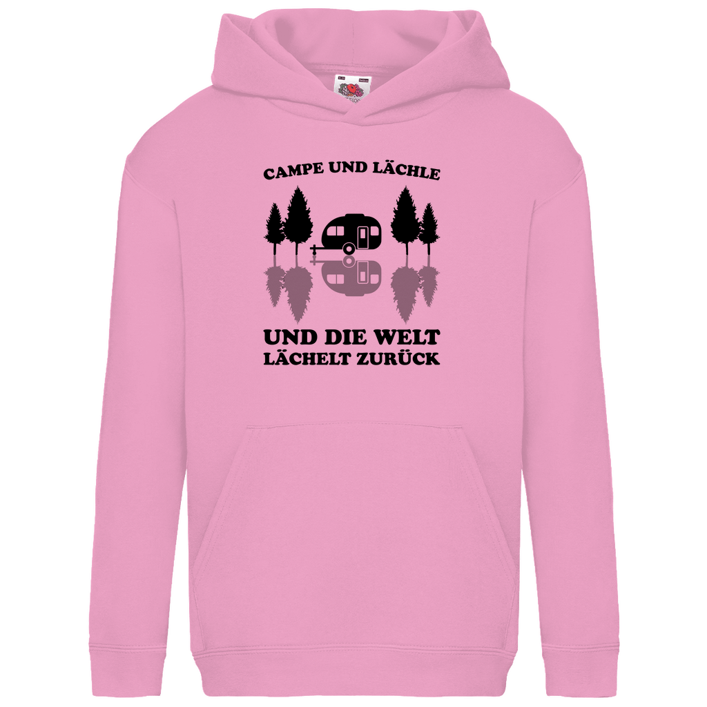 Campe und lächle - Kinder Hoodie - Campingfamilie.de