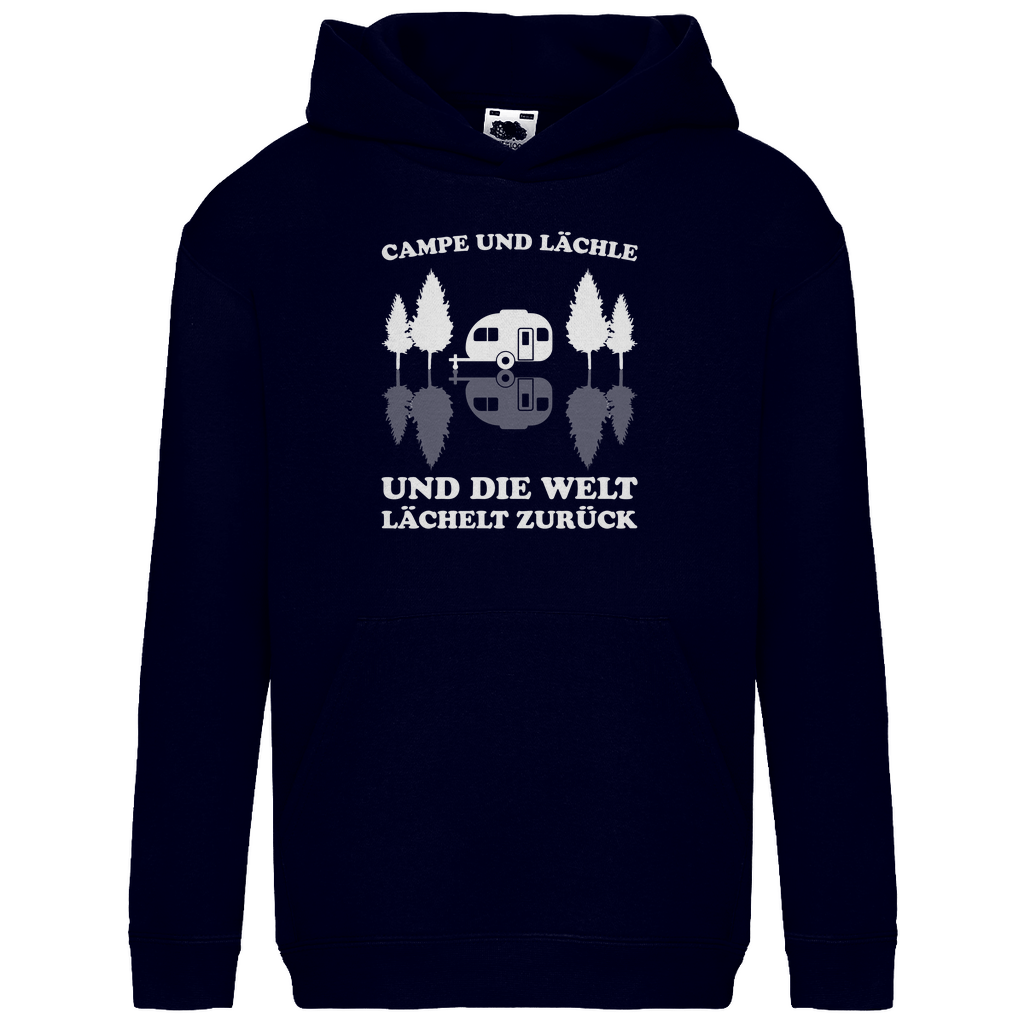 Campe und lächle - Kinder Hoodie - Campingfamilie.de