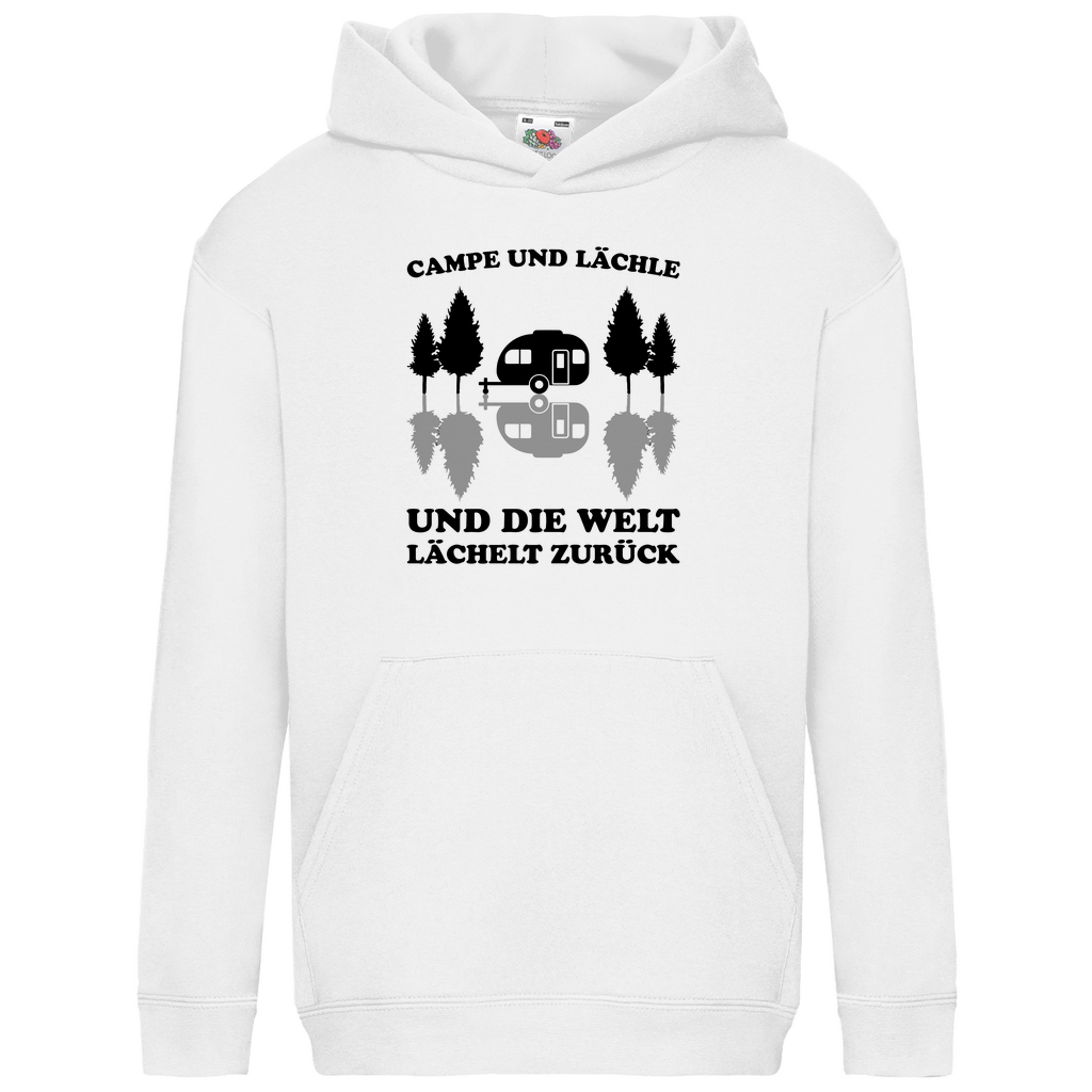Campe und lächle - Kinder Hoodie - Campingfamilie.de