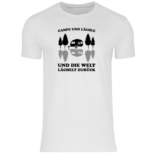 Campe und lächle - Männer Shirt - Campingfamilie.de