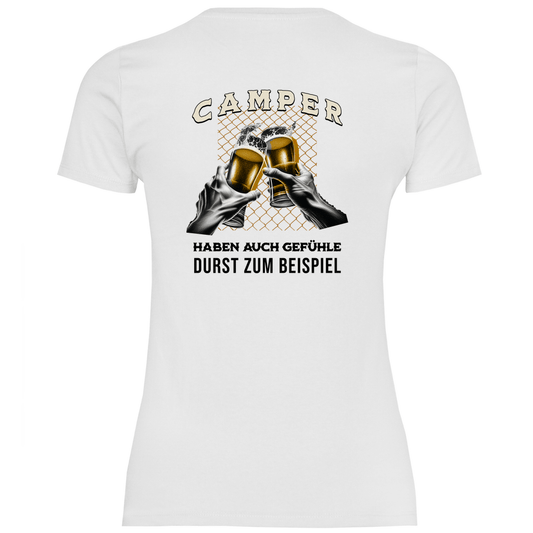 Camper haben auch Gefühle - Backprint Frauen Shirt - Campingfamilie.de