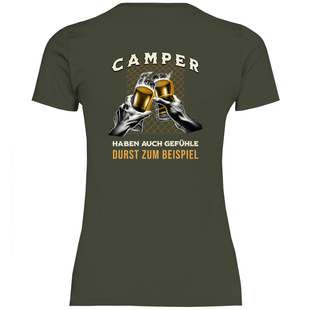 Camper haben auch Gefühle - Backprint Frauen Shirt - Campingfamilie.de