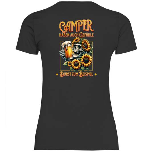 Camper haben auch Gefühle - Backprint Frauen Shirt - Campingfamilie.de