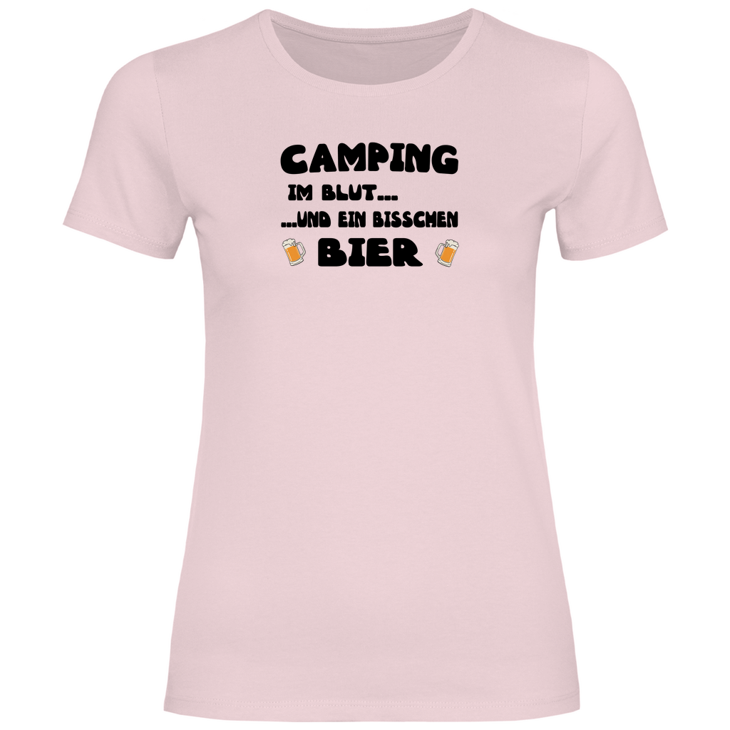 Camping im Blut...und ein bisschen Bier - Frauen Shirt - Campingfamilie.de