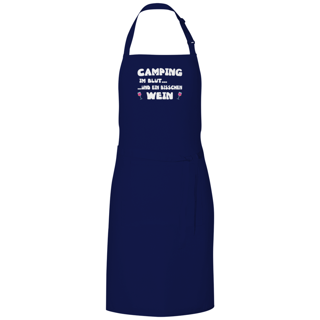 Camping im Blut...und ein bisschen Wein - Grillschürze - Campingfamilie.de