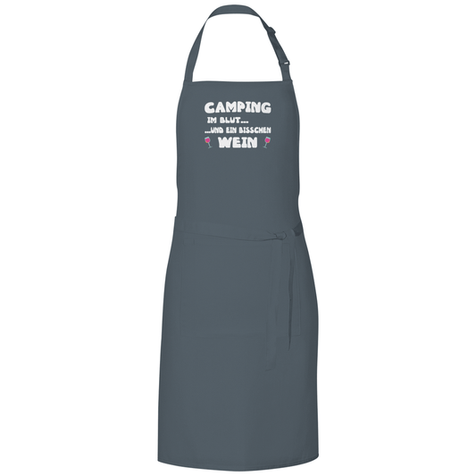 Camping im Blut...und ein bisschen Wein - Grillschürze - Campingfamilie.de