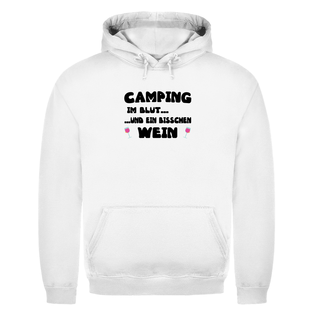 Camping im Blut...und ein bisschen Wein - Herren Hoodie - Campingfamilie.de