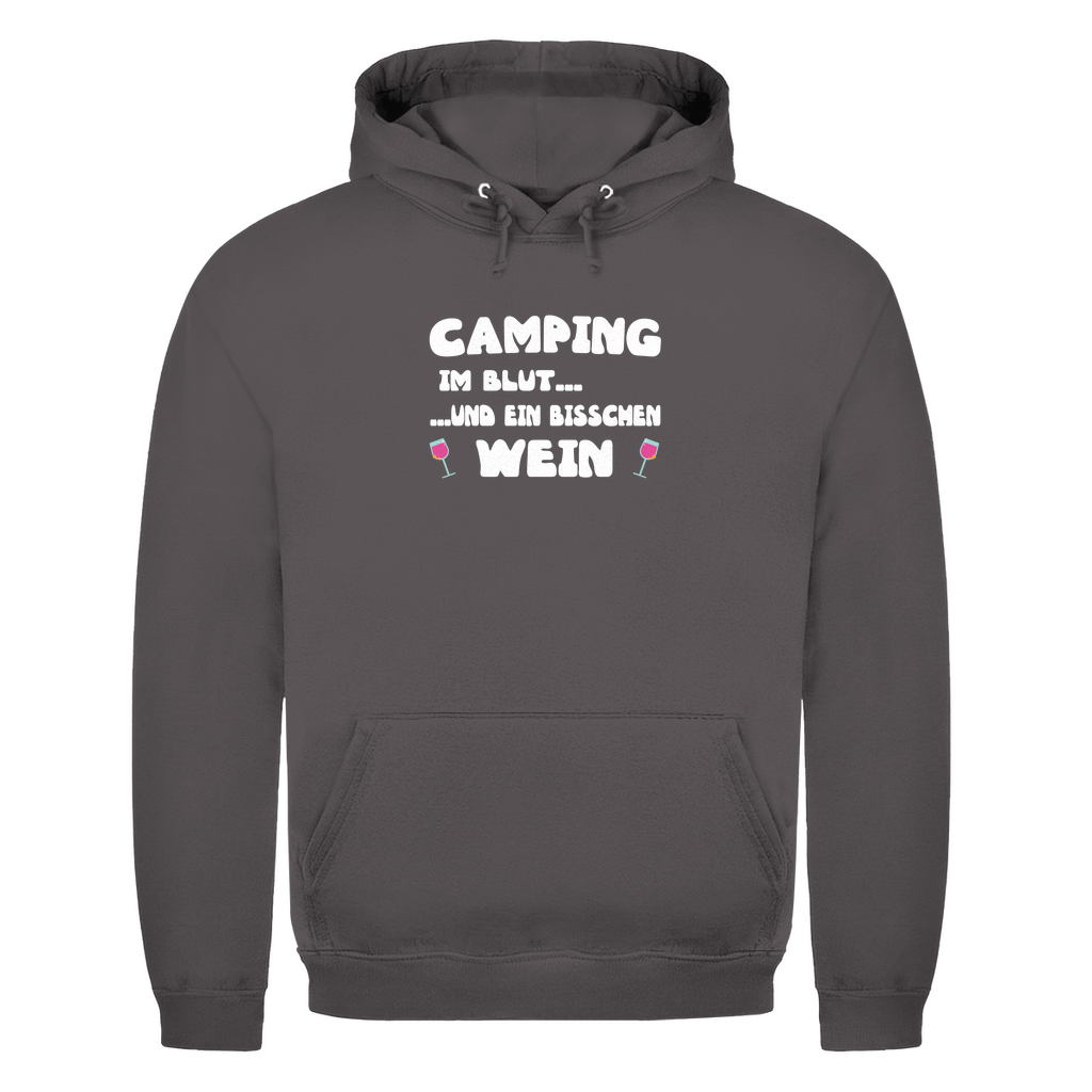 Camping im Blut...und ein bisschen Wein - Herren Hoodie - Campingfamilie.de