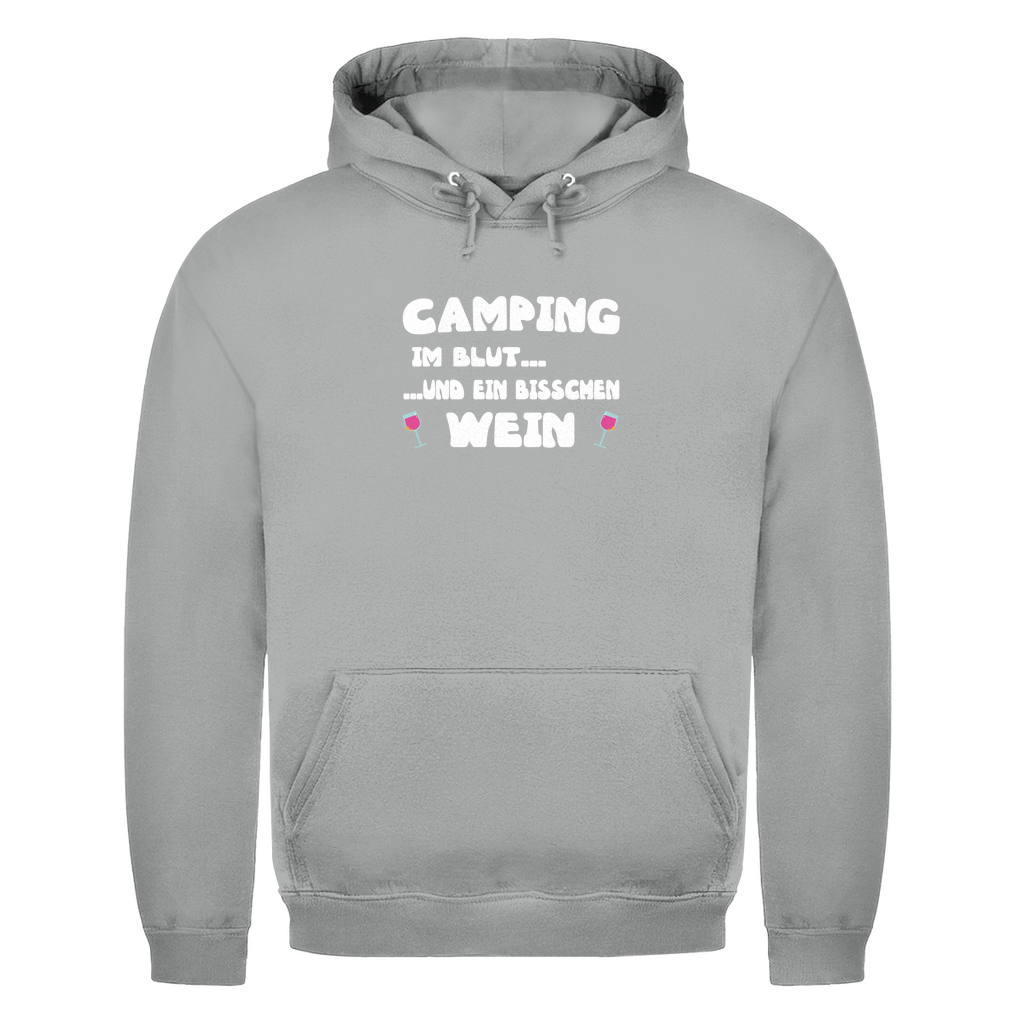 Camping im Blut...und ein bisschen Wein - Herren Hoodie - Campingfamilie.de