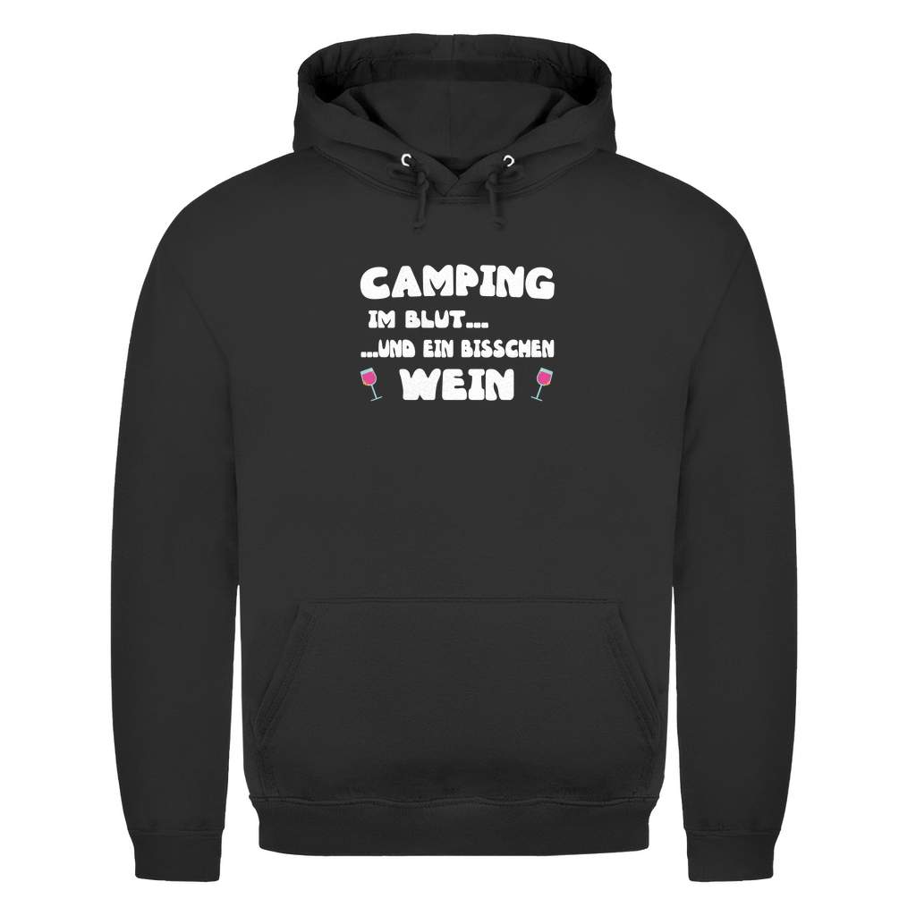 Camping im Blut...und ein bisschen Wein - Herren Hoodie - Campingfamilie.de