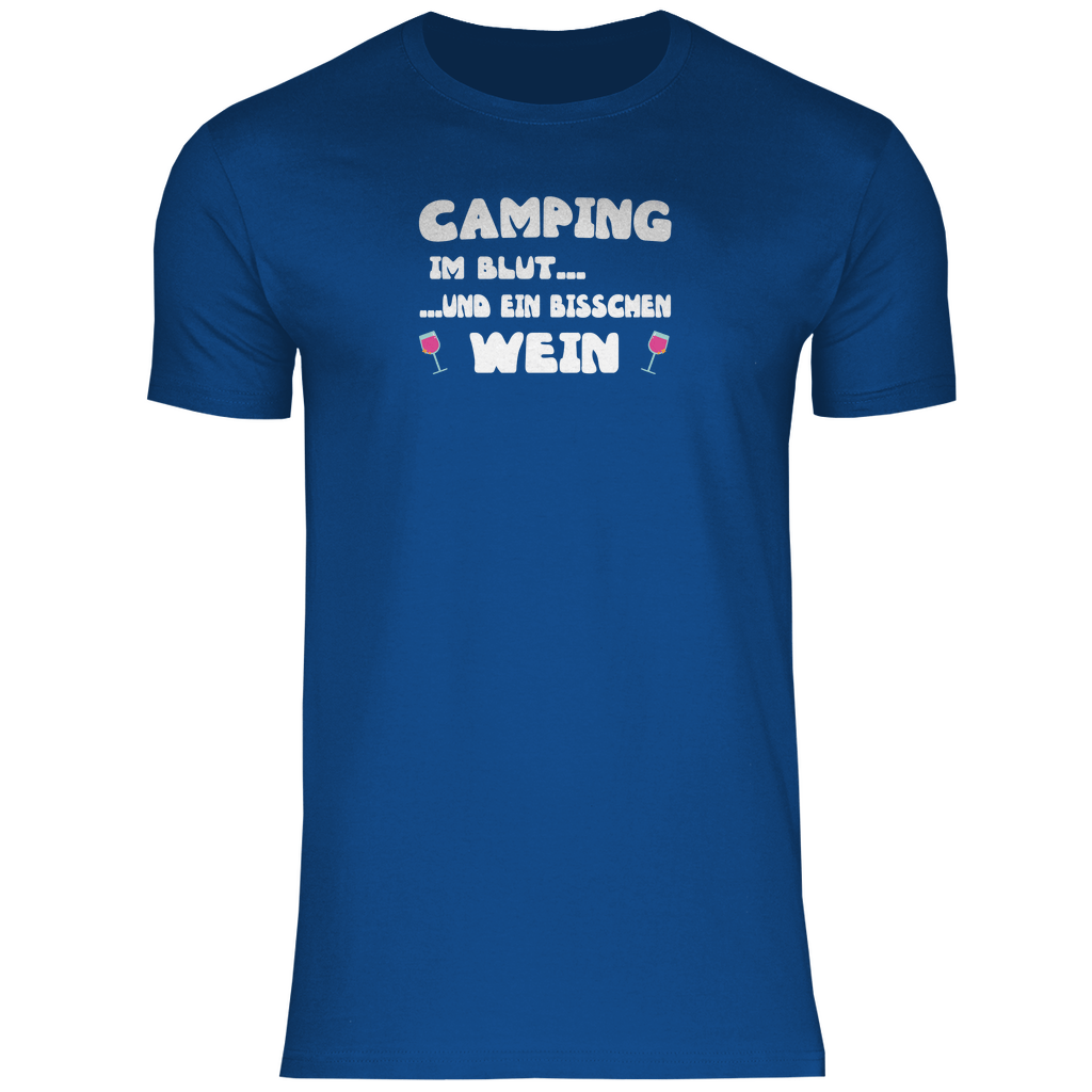 Camping im Blut...und ein bisschen Wein - Herren Shirt - Campingfamilie.de