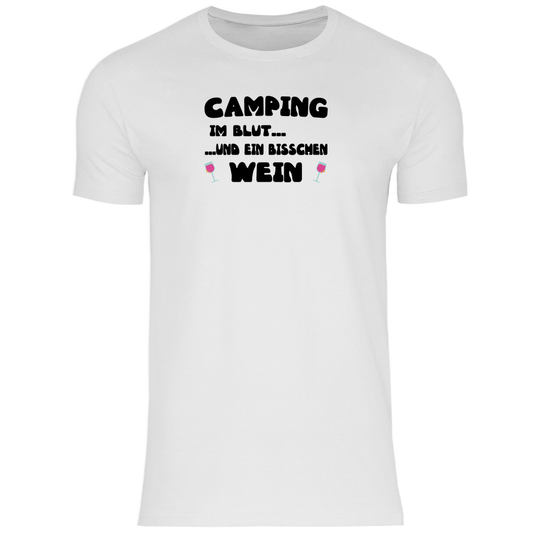 Camping im Blut...und ein bisschen Wein - Herren Shirt - Campingfamilie.de