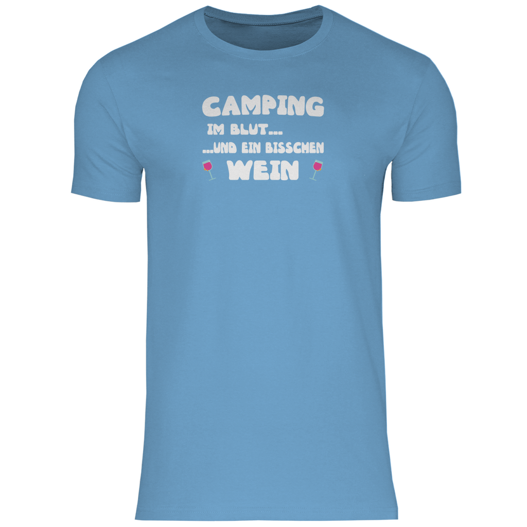 Camping im Blut...und ein bisschen Wein - Herren Shirt - Campingfamilie.de