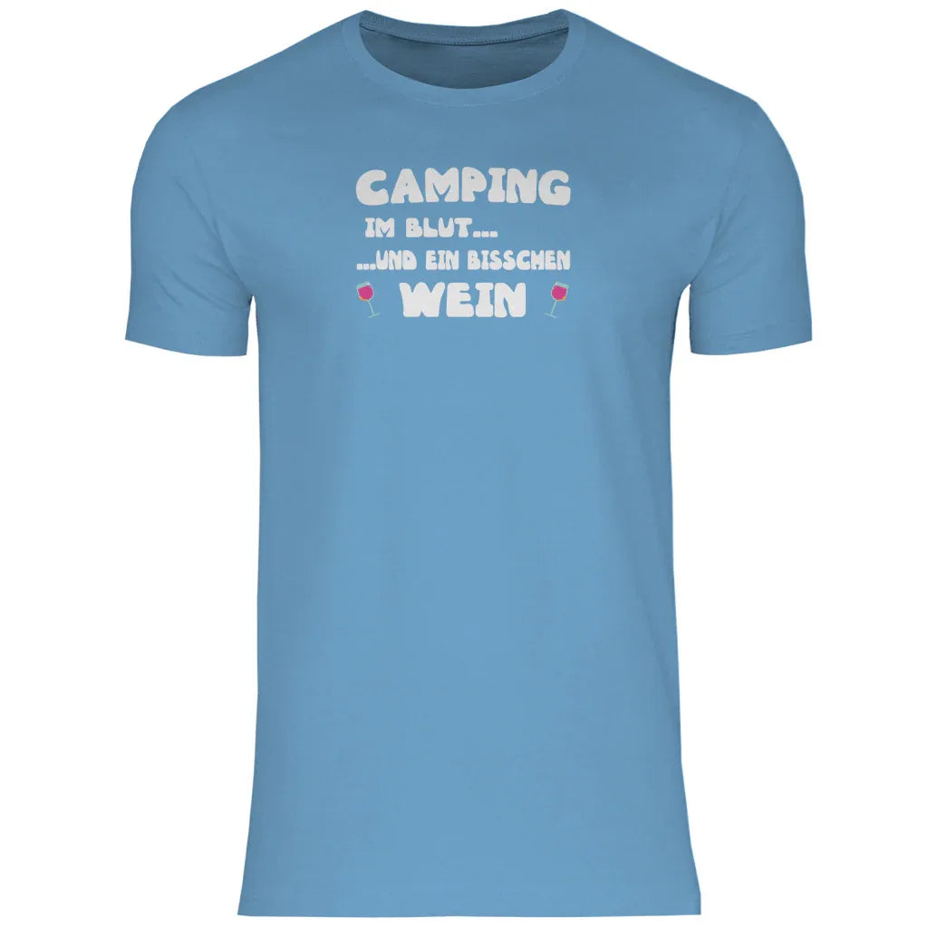 Camping im Blut...und ein bisschen Wein - Herren Shirt - Campingfamilie.de