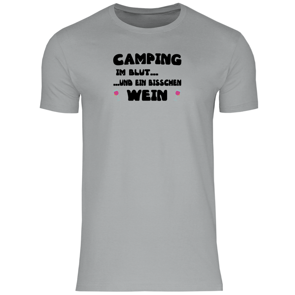 Camping im Blut...und ein bisschen Wein - Herren Shirt - Campingfamilie.de