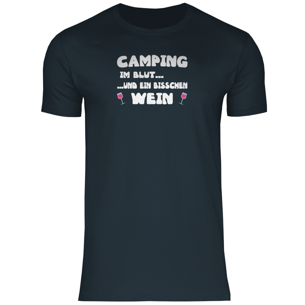 Camping im Blut...und ein bisschen Wein - Herren Shirt - Campingfamilie.de