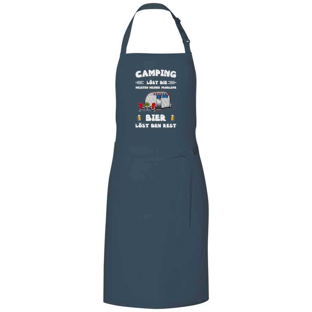 Camping löst die meisten Probleme, Bier den Rest - Grillschürze - Campingfamilie.de