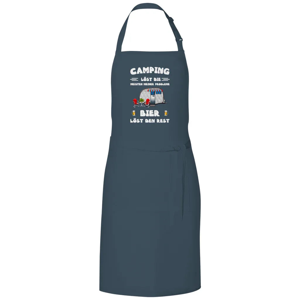 Camping löst die meisten Probleme, Bier den Rest - Grillschürze - Campingfamilie.de