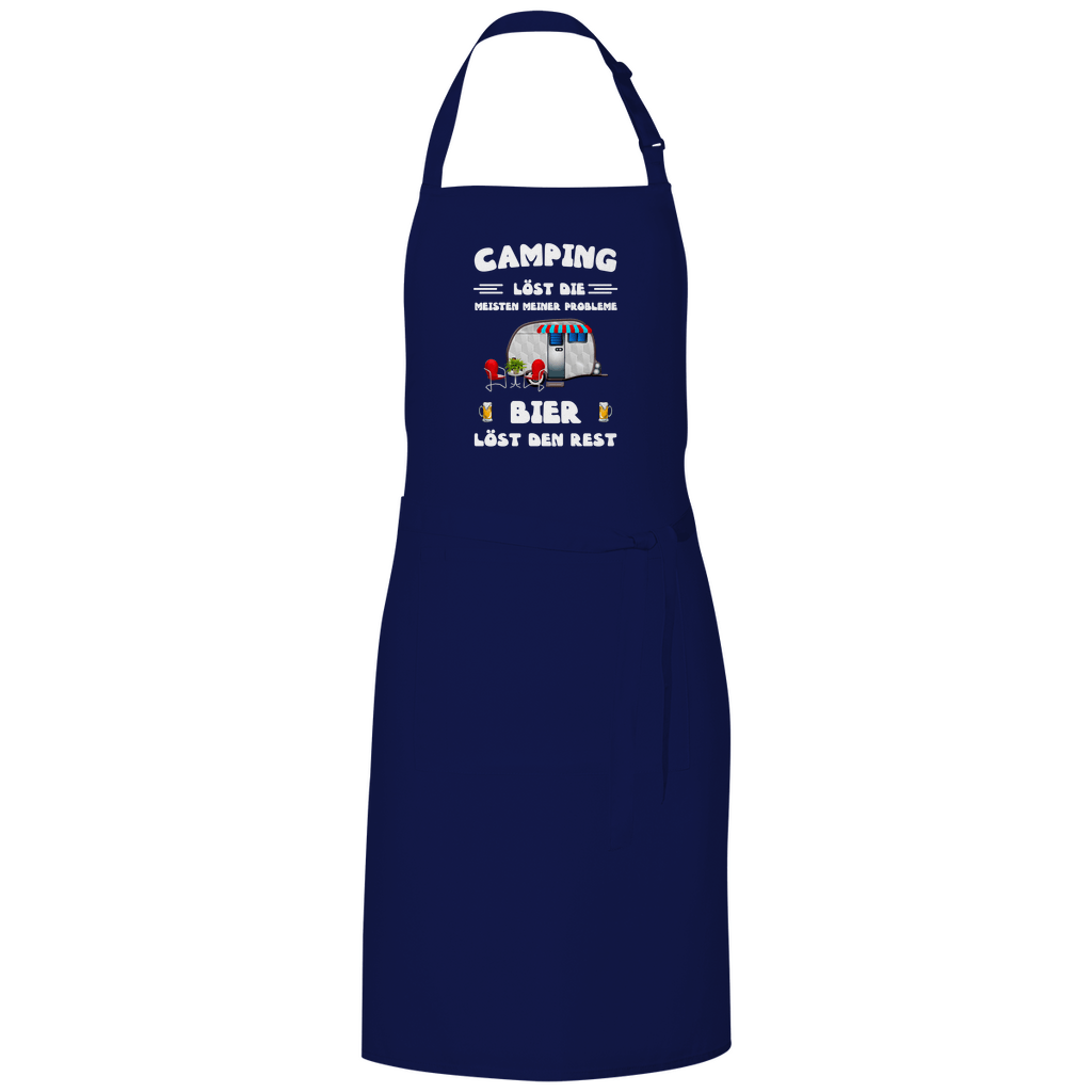 Camping löst die meisten Probleme, Bier den Rest - Grillschürze - Campingfamilie.de