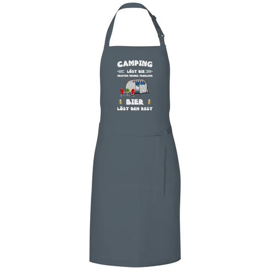 Camping löst die meisten Probleme, Bier den Rest - Grillschürze - Campingfamilie.de