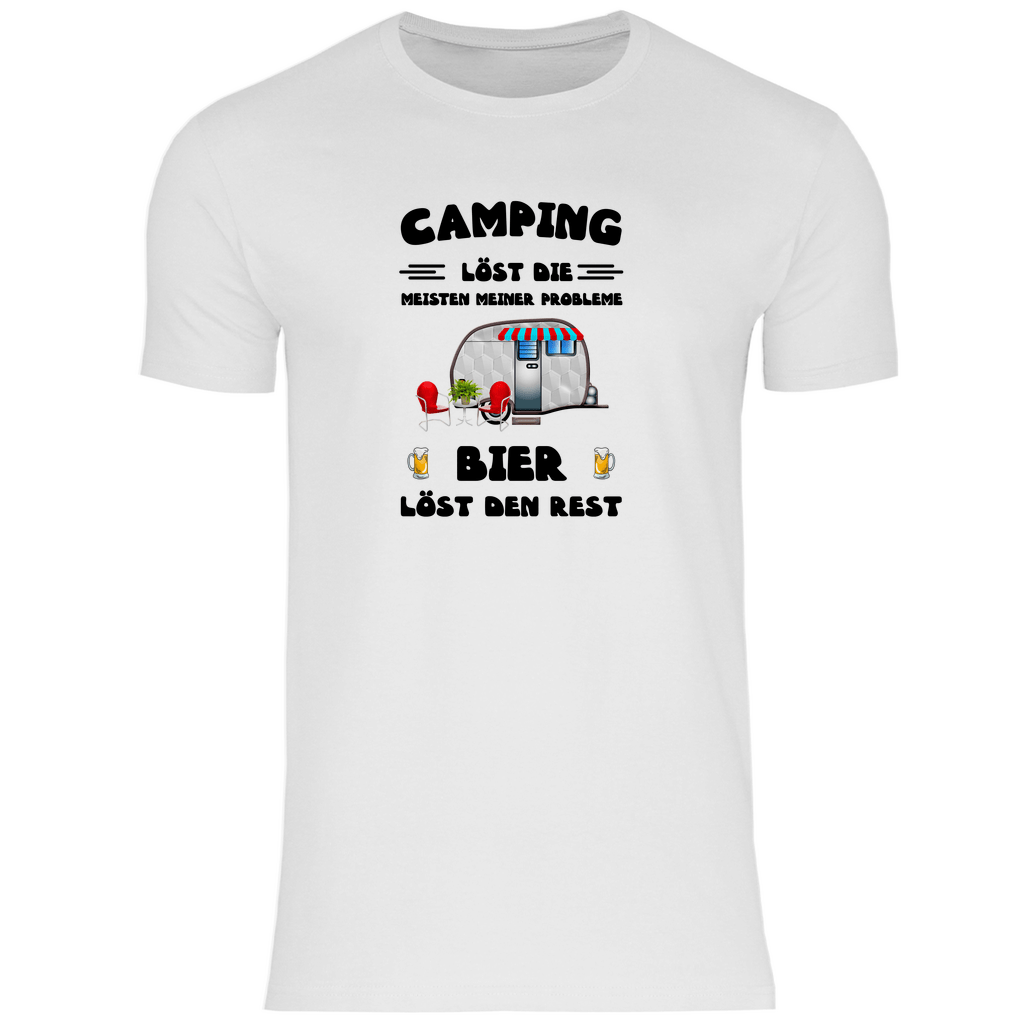 Camping löst die meisten Probleme, Bier den Rest - Herren Shirt - Campingfamilie.de