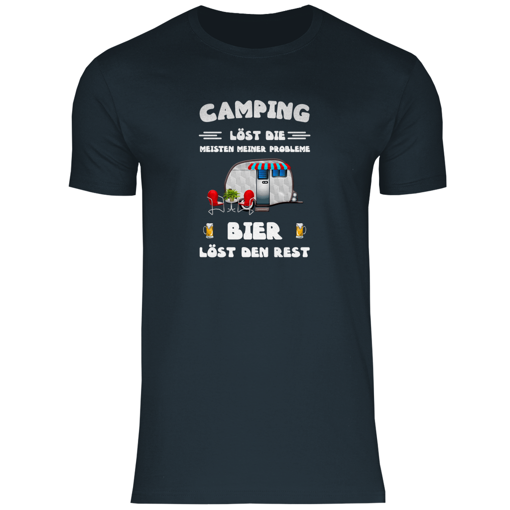 Camping löst die meisten Probleme, Bier den Rest - Herren Shirt - Campingfamilie.de