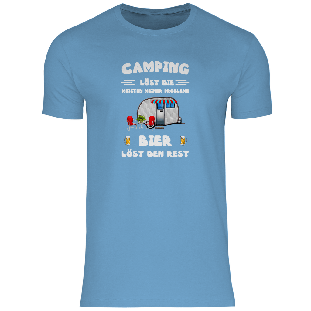 Camping löst die meisten Probleme, Bier den Rest - Herren Shirt - Campingfamilie.de