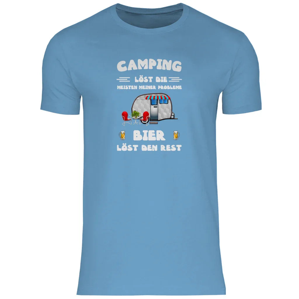 Camping löst die meisten Probleme, Bier den Rest - Herren Shirt - Campingfamilie.de