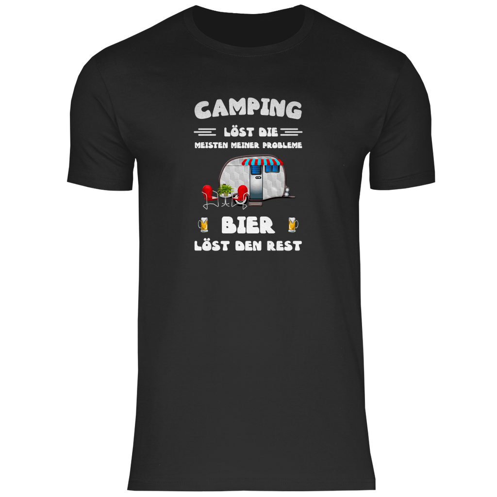 Camping löst die meisten Probleme, Bier den Rest - Herren Shirt - Campingfamilie.de
