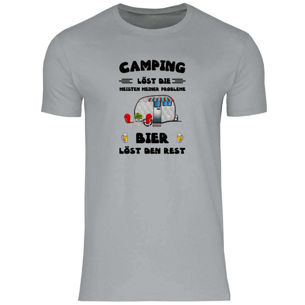 Camping löst die meisten Probleme, Bier den Rest - Herren Shirt - Campingfamilie.de