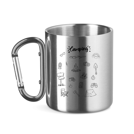Camping - Motive Kritzeldesign - Edelstahl Tasse - Campingfamilie.de