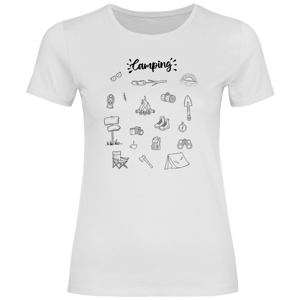 Camping - Motive Kritzeldesign - Frauen Shirt - Campingfamilie.de