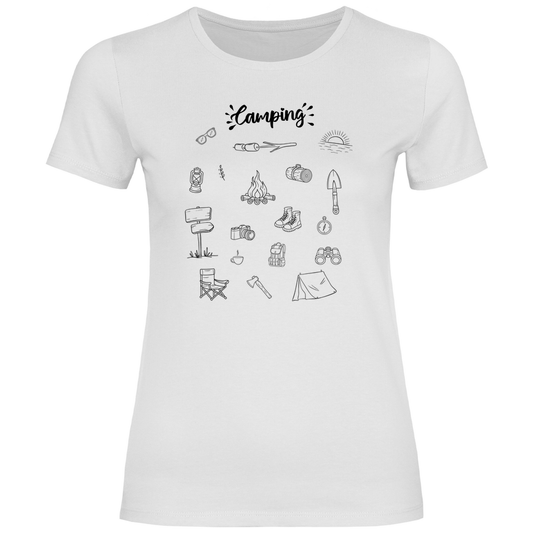 Camping - Motive Kritzeldesign - Frauen Shirt - Campingfamilie.de
