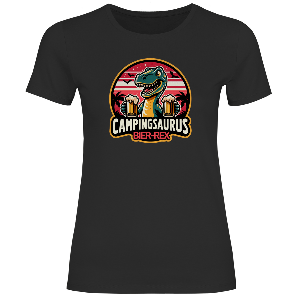 Campingsaurus Bier - Rex - Frauen Shirt - Campingfamilie.de