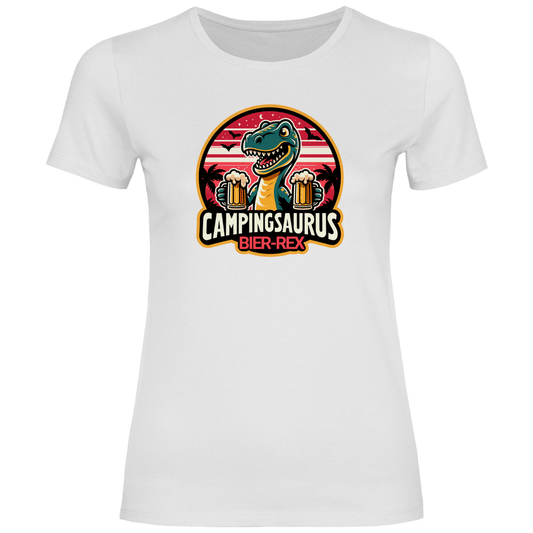 Campingsaurus Bier - Rex - Frauen Shirt - Campingfamilie.de