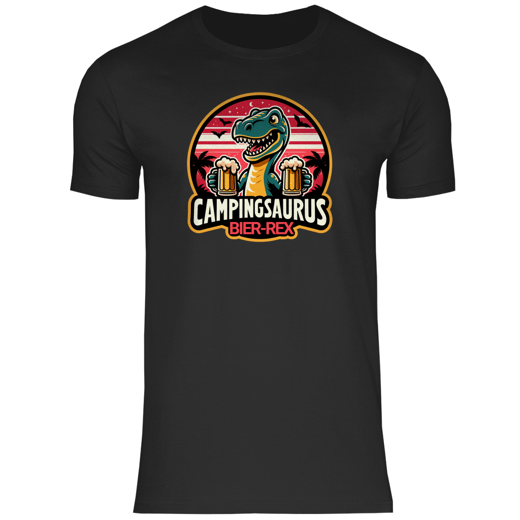 Campingsaurus Bier - Rex - Männer Shirt - Campingfamilie.de